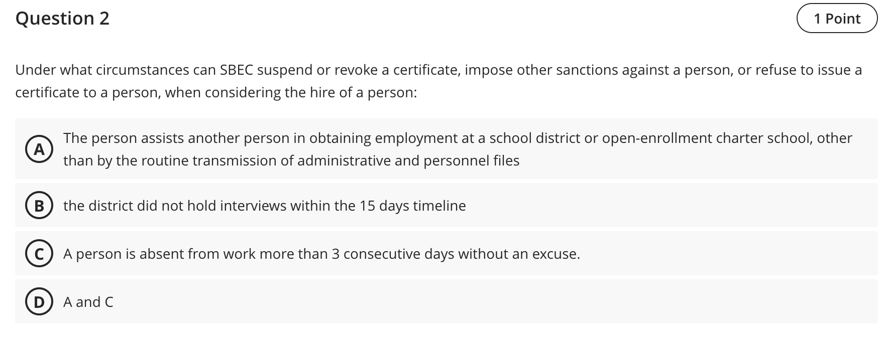 Solved Under what circumstances can SBEC suspend or revoke a