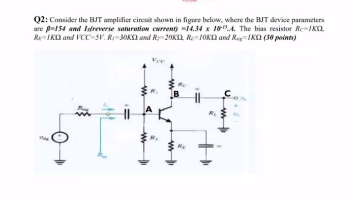 Solved Q2: Consider the BJT amplifier circuit shown in | Chegg.com