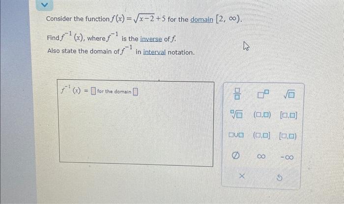 Solved Consider the function f(x)=x−2+5 for the domain | Chegg.com