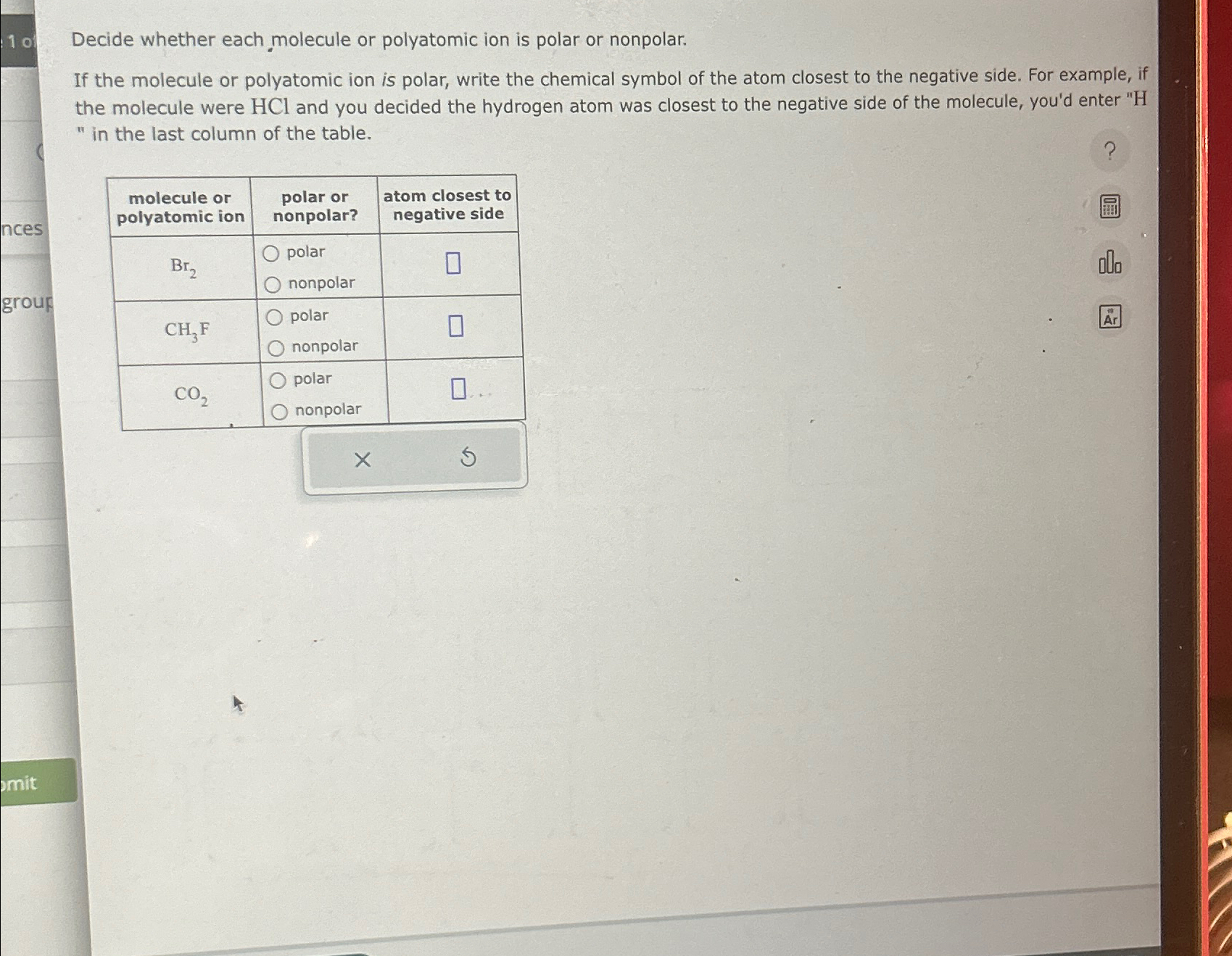 Solved Decide Whether Each Molecule Or Polyatomic Ion Is 8376