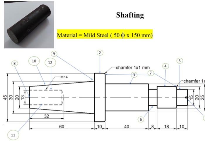 Shafting Material = Mild Steel ( 500 X 150 Mm) 10 8 