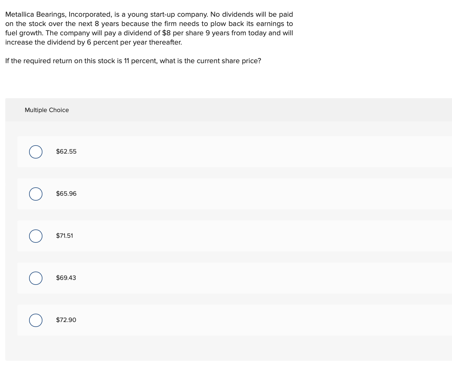 Metallica Bearings, Incorporated, is a young startup