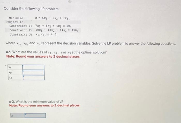 Solved Consider The Following LP Problem. Minimize Subject | Chegg.com