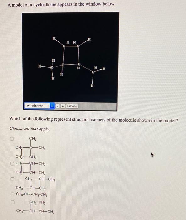 Solved A model of an alkane appears in the window below. H Н | Chegg.com