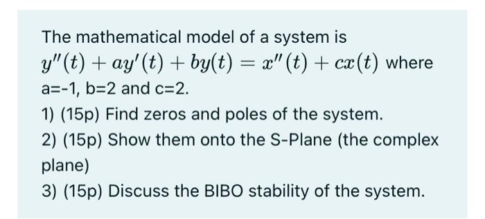 Solved The mathematical model of a system is | Chegg.com