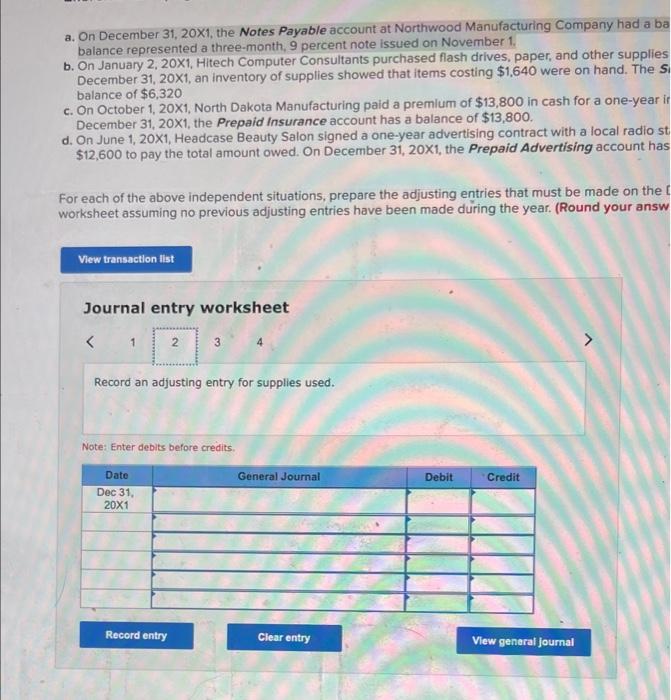 Solved A. On December 31, 20X1, The Notes Payable Account At | Chegg.com