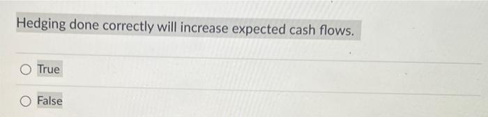 Solved Hedging done correctly will increase expected cash | Chegg.com