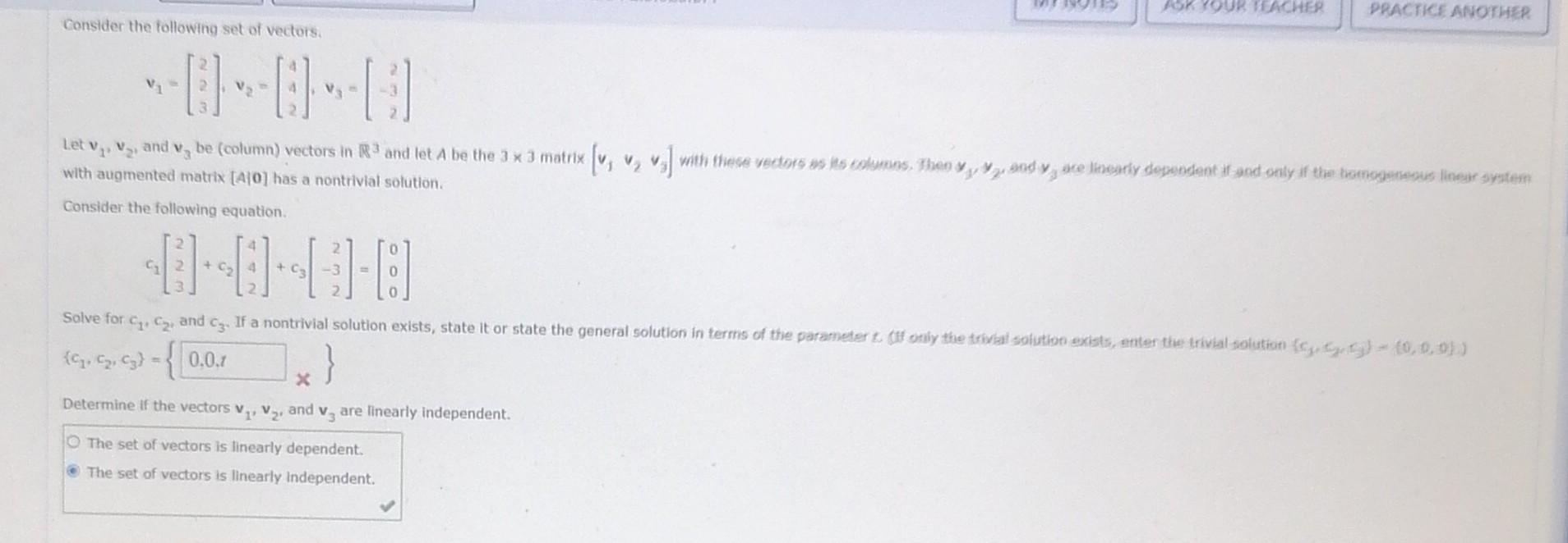 Solved Consider the following set of vectors. | Chegg.com