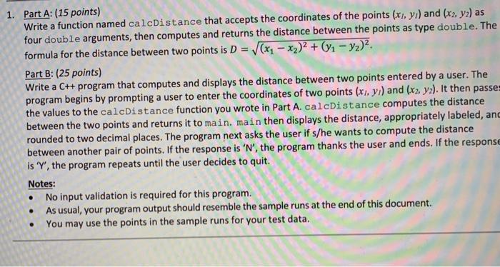 Solved 1. Part A: (15 points) Write a function named | Chegg.com
