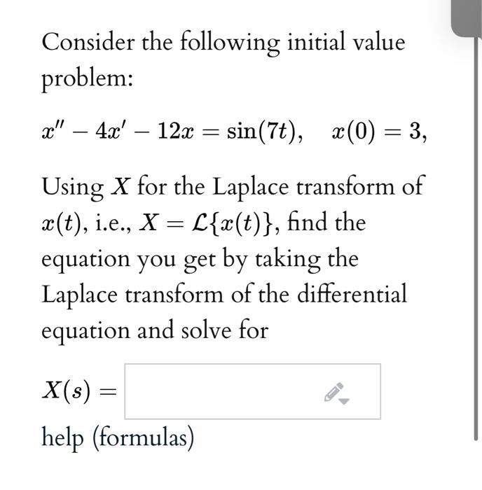 Consider The Following Initial Value Problem X Chegg Com