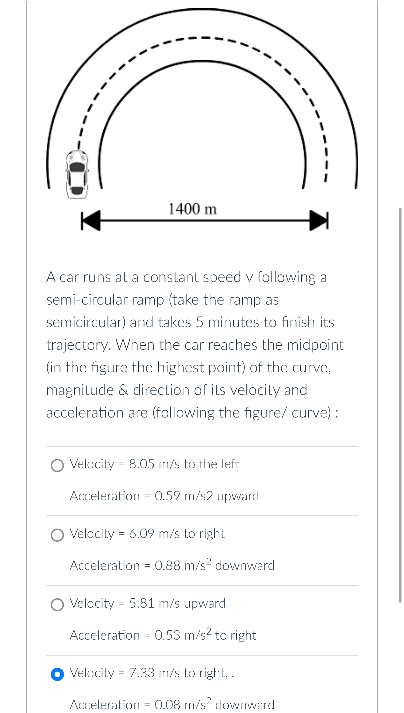 Solved A car runs at a constant speed v ﻿following a | Chegg.com