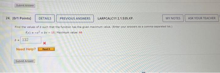 Solved Find The Values Of B Such That The Function Has The | Chegg.com