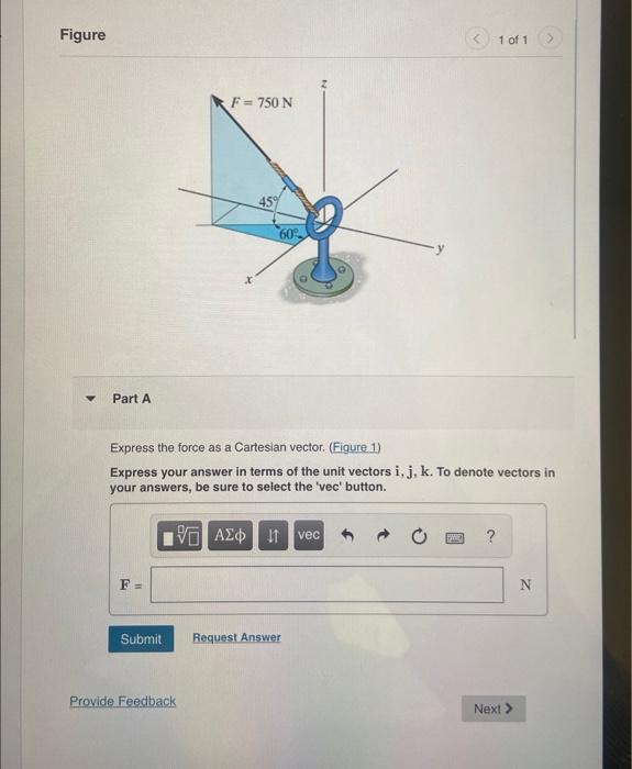Solved Express the force as a Cartesian vector. (Figure 1) | Chegg.com