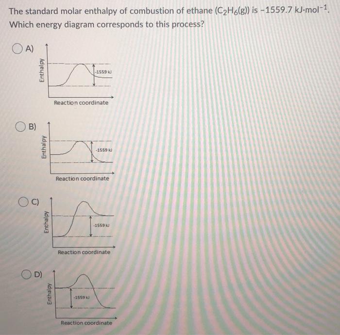 Solved The standard molar enthalpy of combustion of ethane | Chegg.com