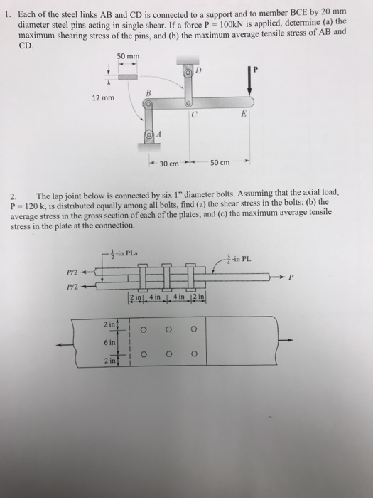 Solved 1. Each of the steel links AB and CD is connected to