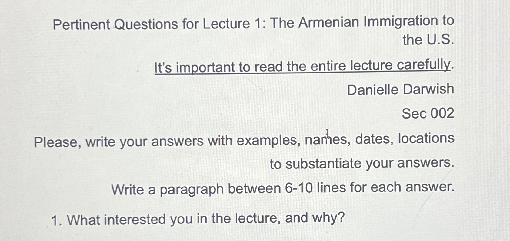 Solved Pertinent Questions for Lecture 1: The Armenian | Chegg.com