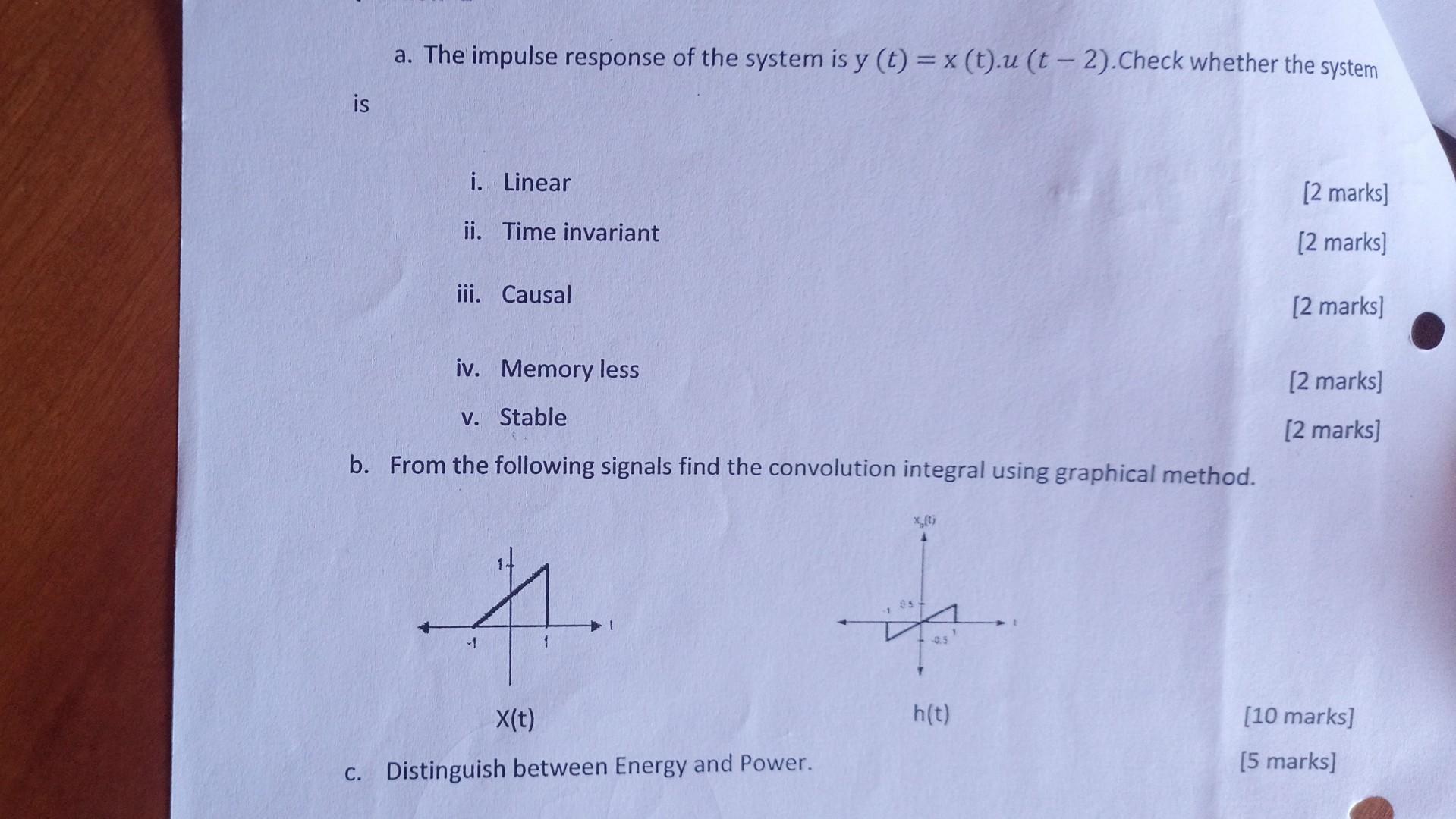 Solved a. The impulse response of the system is | Chegg.com