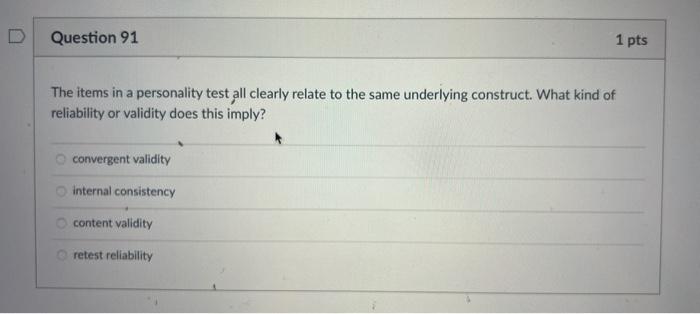 Solved The items in a personality test all clearly relate to | Chegg.com