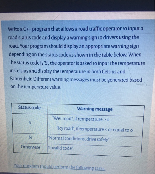 Solved Write a C++ program that allows a road traffic | Chegg.com