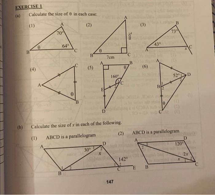 Solved EXERCISE 1 (a) Calculate the size of 0 in each case: | Chegg.com