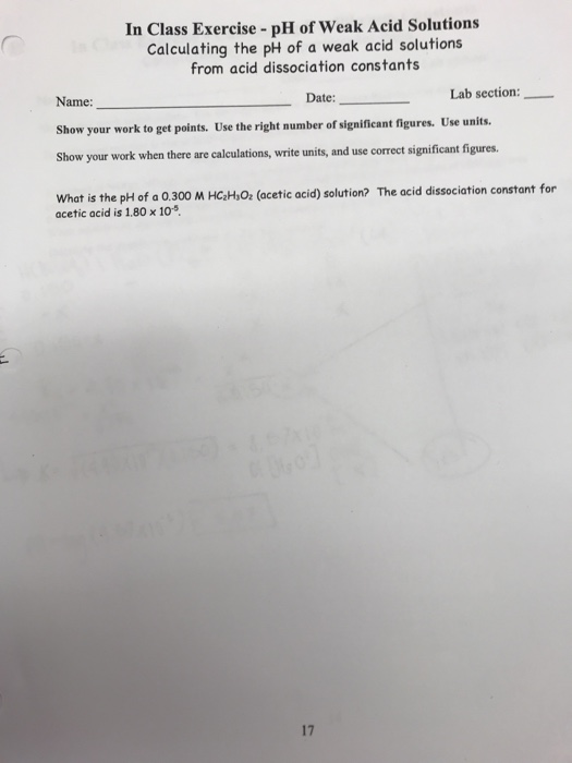 calculating the ph of weak acid solutions