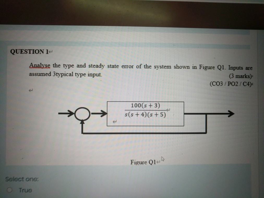 Solved QUESTION 1 Analyse the type and steady state error of | Chegg.com