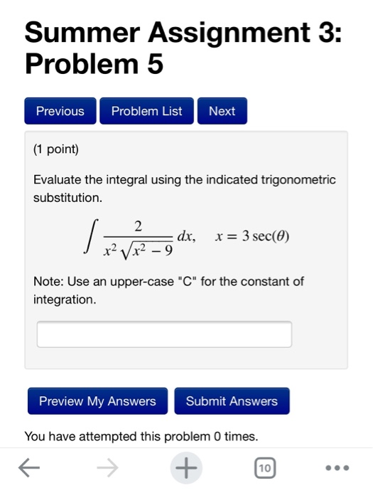 Solved Summer Assignment 3: Problem 15 Previous Problem List | Chegg.com