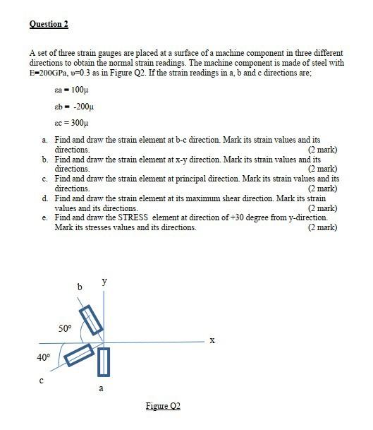 Solved Question 2 A Set Of Three Strain Gauges Are Placed At | Chegg.com