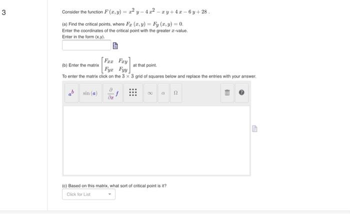 Solved 3 Consider the function F(x,y) y - 42 - 17+42-6y +28 | Chegg.com