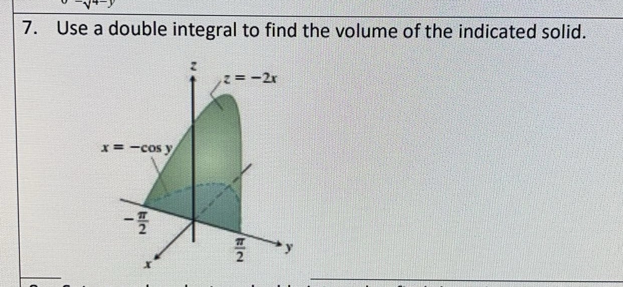 Use a double integral to find the volume of the | Chegg.com