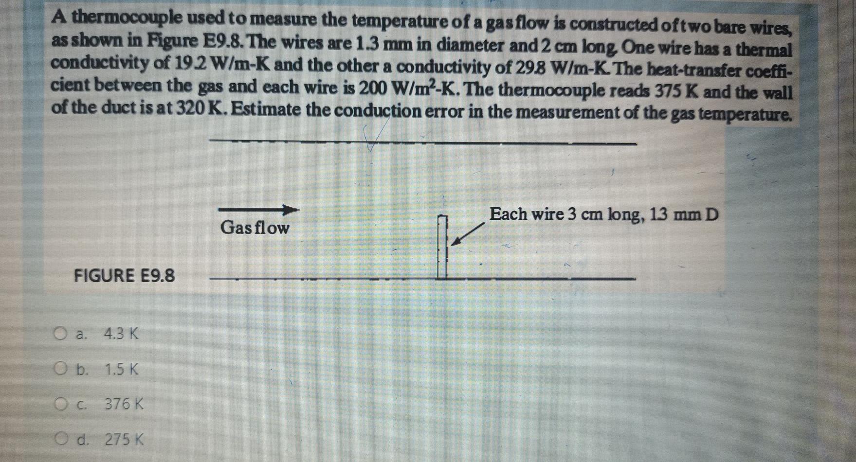 Solved A thermocouple used to measure the temperature of a | Chegg.com