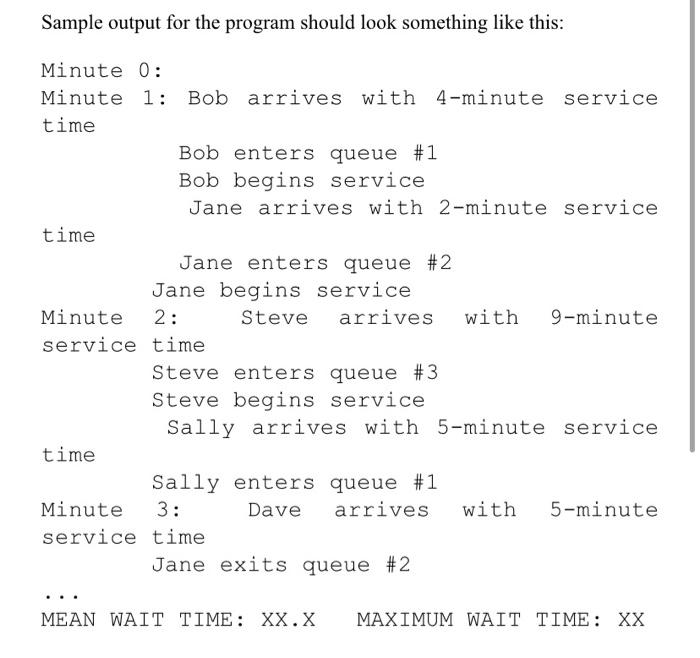 Solved Write a C++ program to simulate the check-out lines | Chegg.com