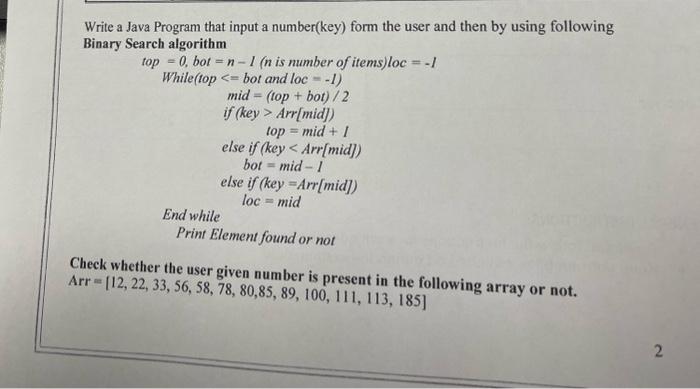 Solved Write a Java Program that input a number(key) form | Chegg.com