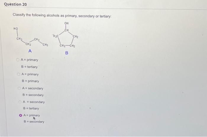 Solved Classify The Following Alcohols As Primary, Secondary | Chegg.com