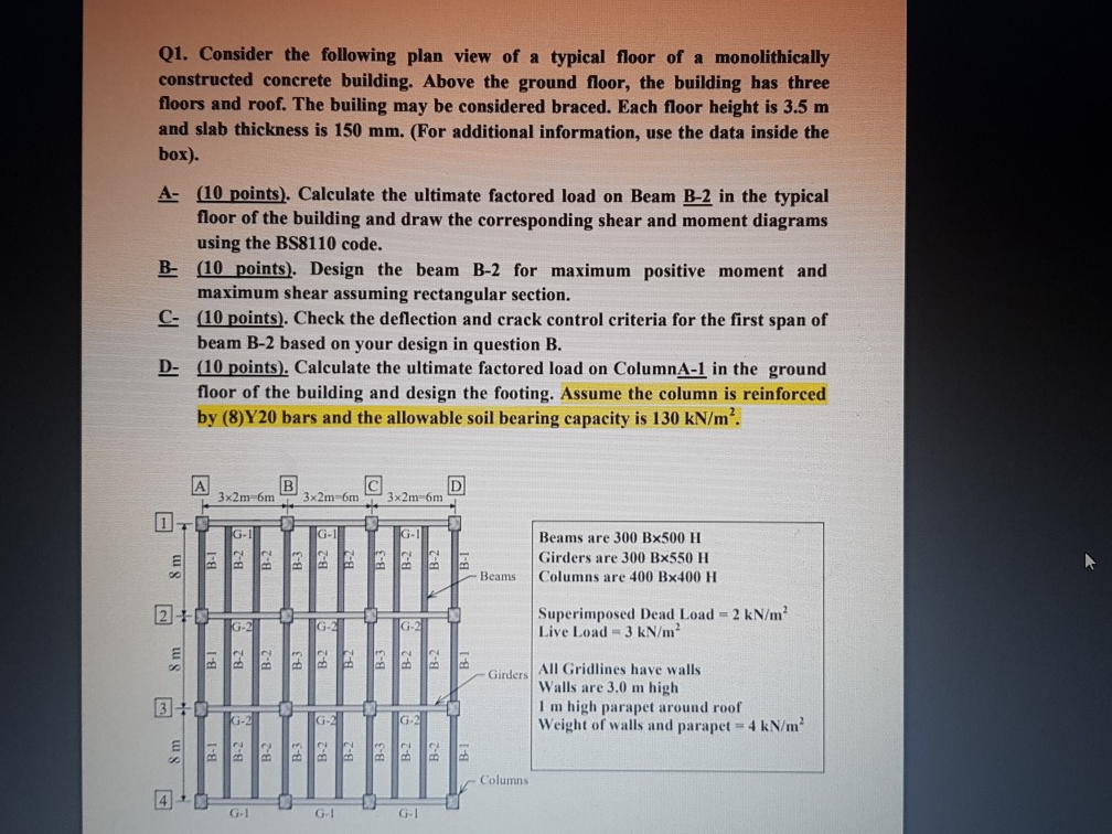 Q1. Consider the following plan view of a typical | Chegg.com