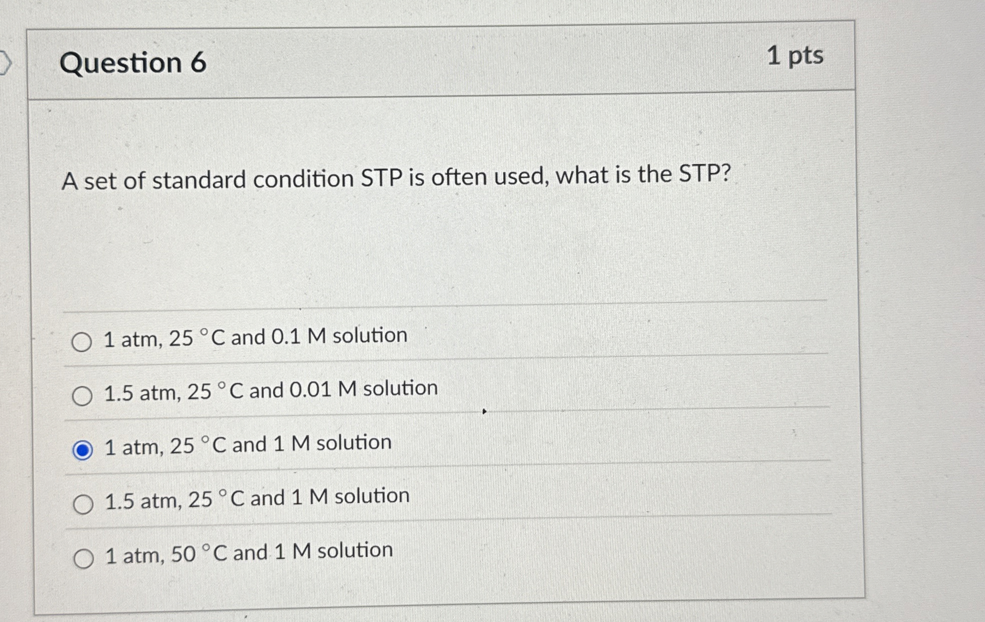 Solved Question 61 ﻿ptsA set of standard condition STP is | Chegg.com