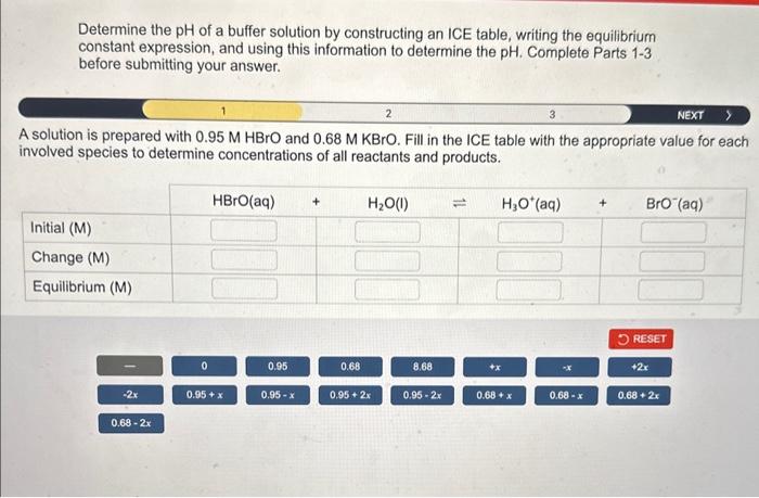 Solved Determine the pH of a buffer solution by constructing | Chegg.com