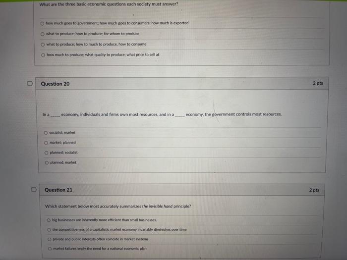 Solved what are the three basic economic questions each chegg
