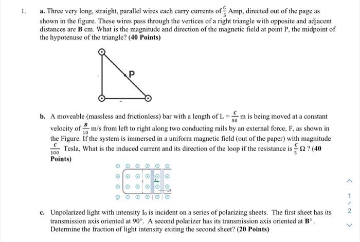 Solved A. Three Very Long, Straight, Parallel Wires Each | Chegg.com