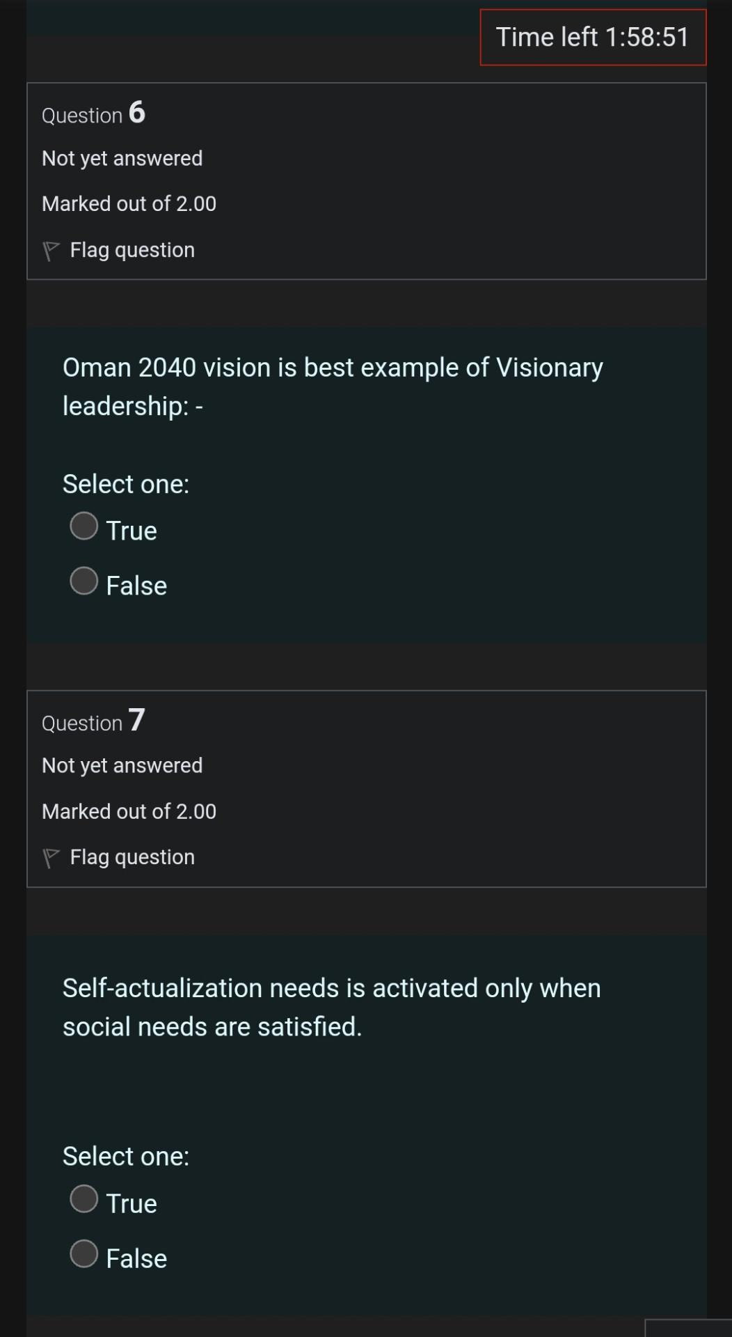 Solved Time left 1:58:51 Question 6 Not yet answered Marked | Chegg.com