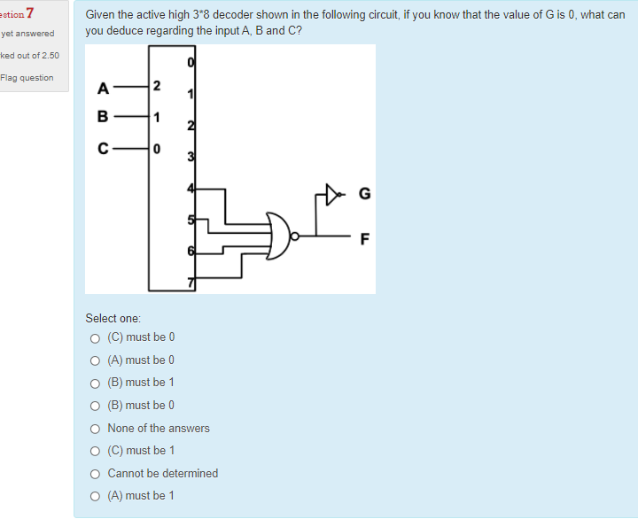 Solved stion 7 Given the active high 3*8 decoder shown in | Chegg.com