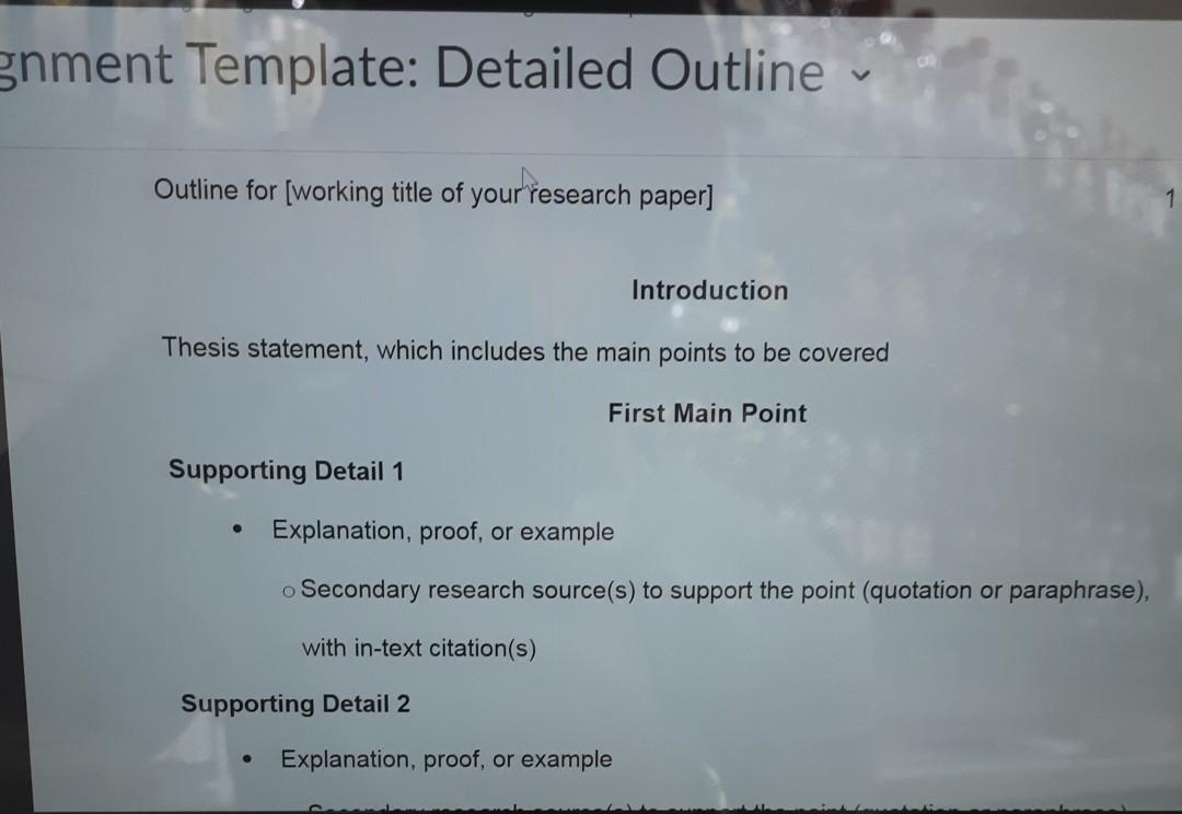 Gnment Template Detailed Outline Outline For Chegg Com