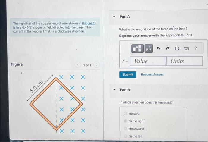 Solved The right half of the square loop of wire shown in | Chegg.com