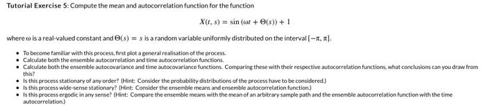 Solved Tutorial Exercise 5: Compute the mean and | Chegg.com