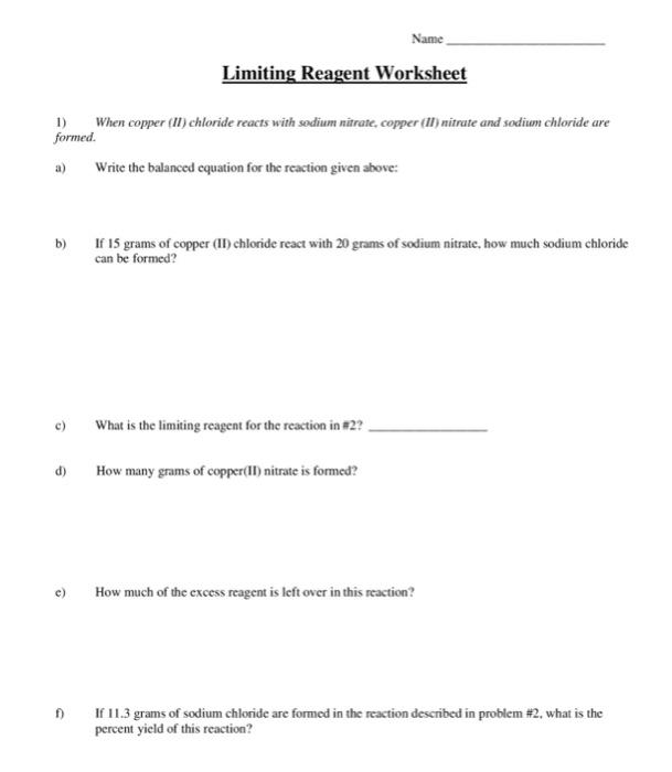 Solved 1) When copper (II) chloride reacts with sodium