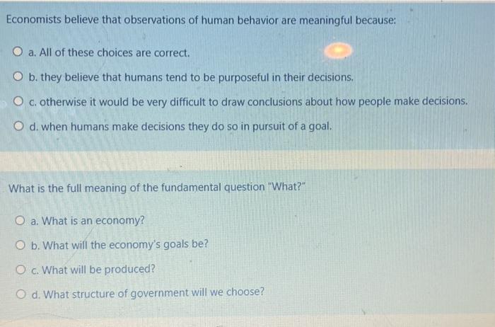 Solved Economists believe that observations of human | Chegg.com