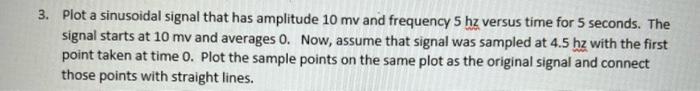 Solved 3. Plot a sinusoidal signal that has amplitude 10mv | Chegg.com