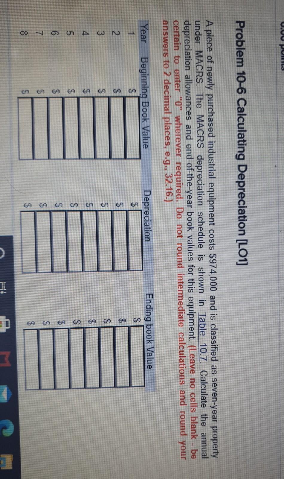Solved 0.00 PM Problem 10-6 Calculating Depreciation [LO1] A | Chegg.com