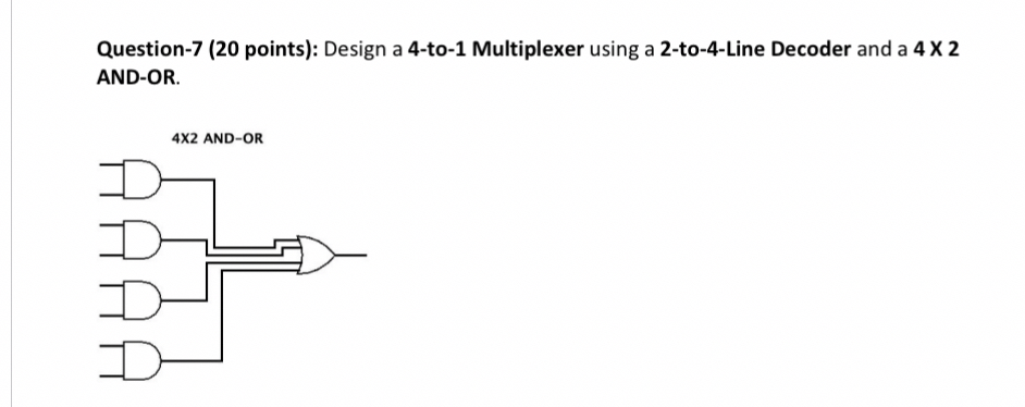 Question-7 (20 ﻿points): Design a 4-to-1 ﻿Multiplexer | Chegg.com