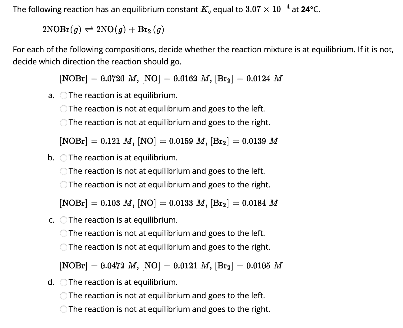 Solved The following reaction has an ﻿equilibrium constant | Chegg.com